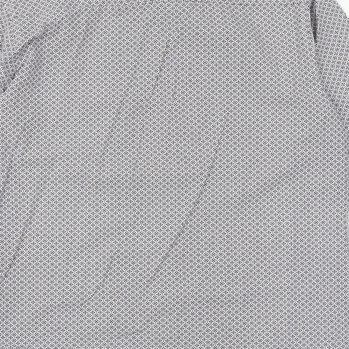 Topman Mens Blue Geometric Cotton Button-Up Size M Collared Button