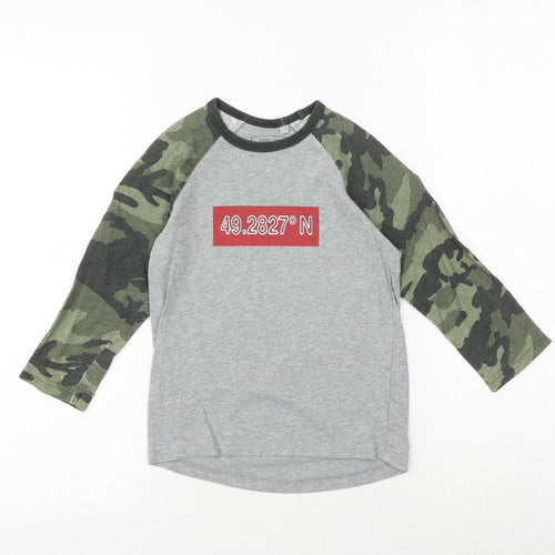 NEXT Boys Grey Camouflage 100% Cotton Basic T-Shirt Size 4 Years Round Neck Pullover - 49.2827N