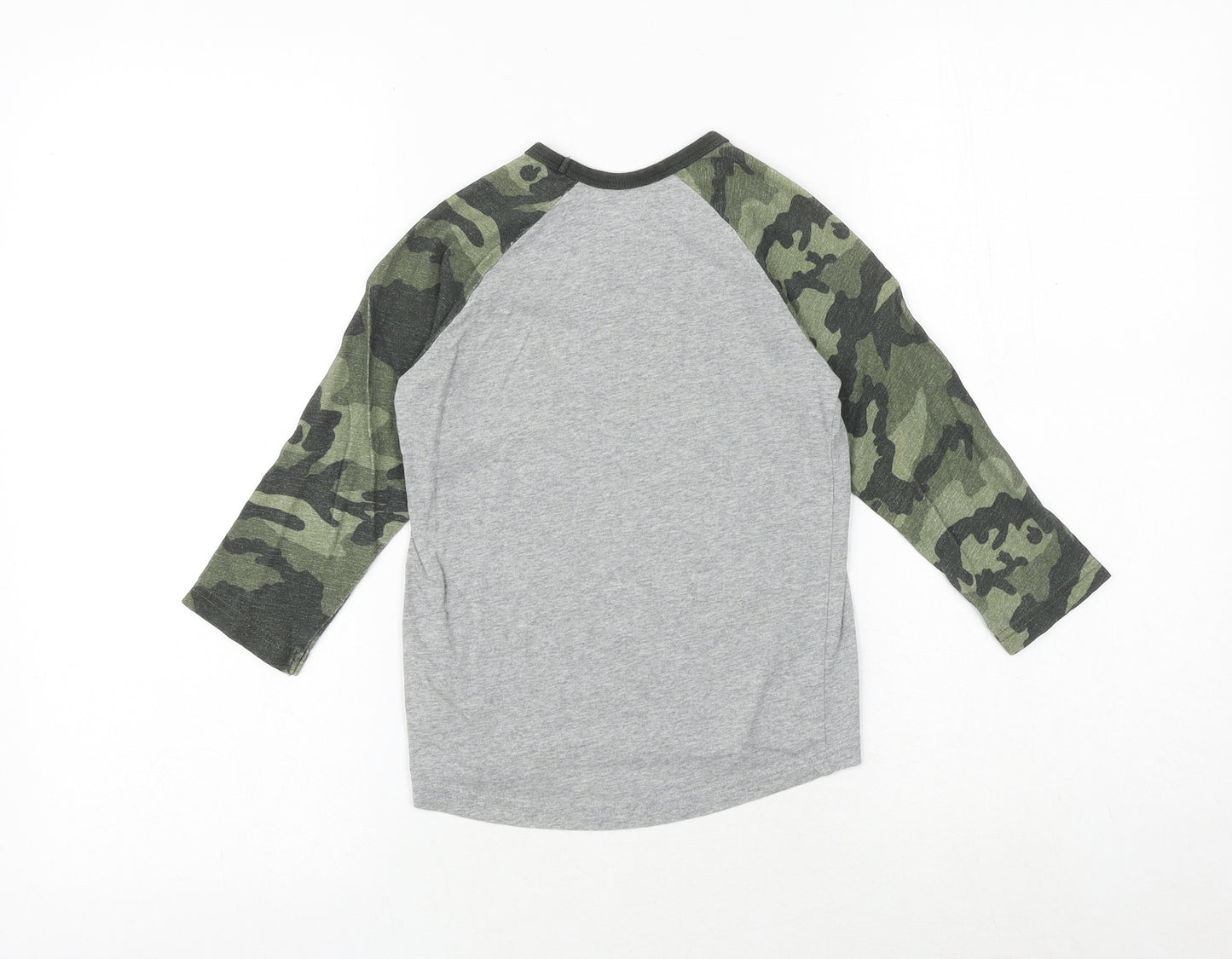 NEXT Boys Grey Camouflage 100% Cotton Basic T-Shirt Size 4 Years Round Neck Pullover - 49.2827N