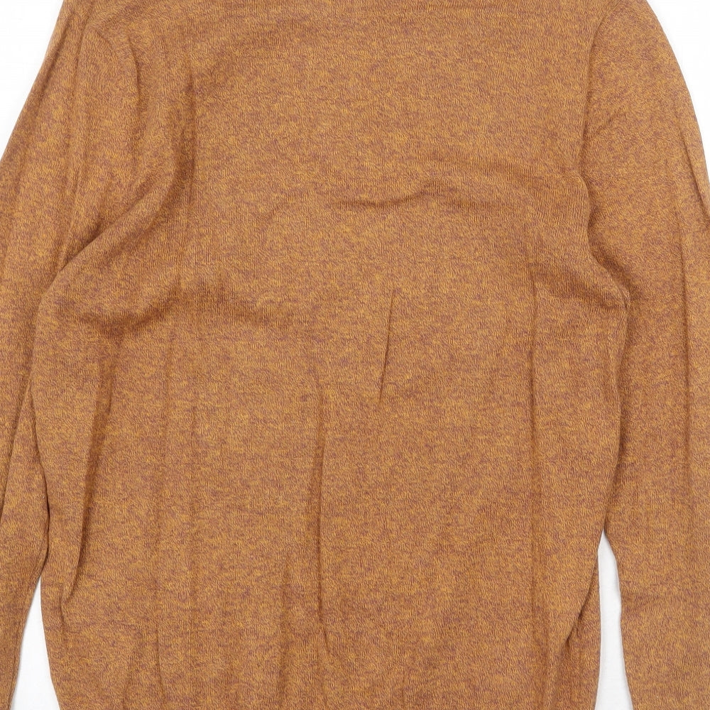 H&M Mens Orange Round Neck Acrylic Pullover Jumper Size S Long Sleeve