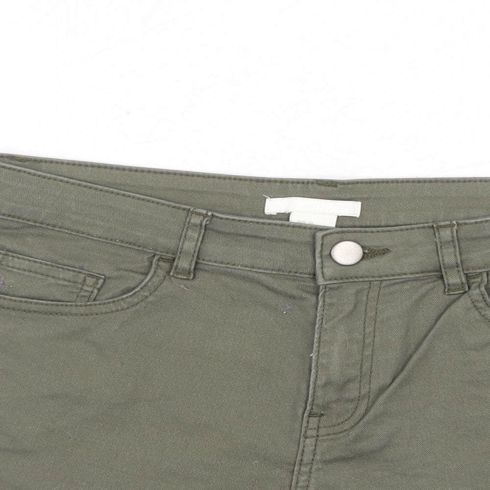 H&M Womens Green Cotton Boyfriend Shorts Size 8 Regular Zip