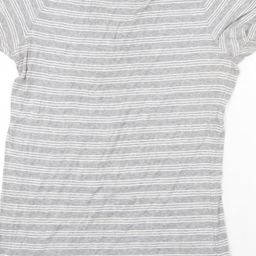 Peter Storm Womens Grey Striped Cotton Basic T-Shirt Size 14 V-Neck