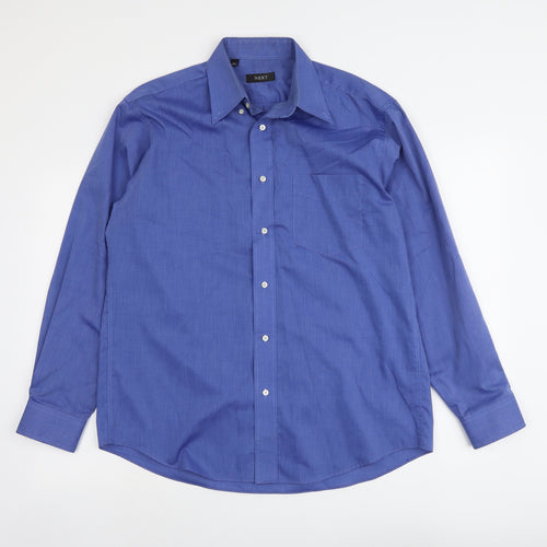 NEXT Mens Blue Cotton Button-Up Size 15.5 Collared Button