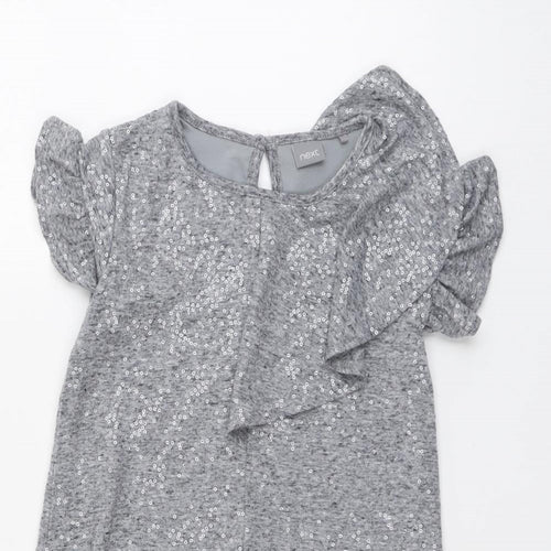 NEXT Girls Grey Polyester T-Shirt Dress Size 5 Years Boat Neck Pullover