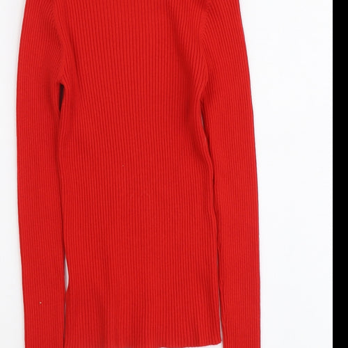 NEXT Girls Red Roll Neck Nylon Pullover Jumper Size 13 Years Pullover
