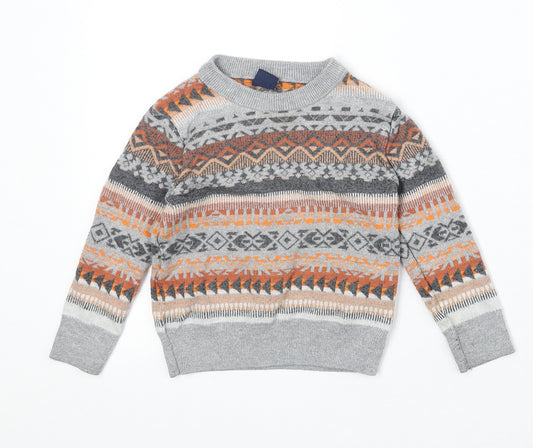 Gap Boys Multicoloured Round Neck Geometric Cotton Pullover Jumper Size 2 Years Pullover