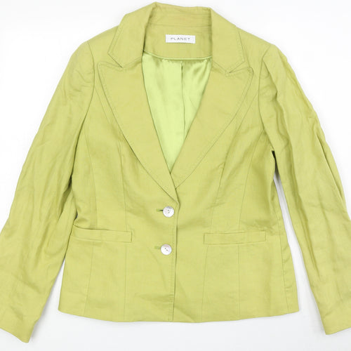 Planet Womens Green Linen Jacket Blazer Size 12