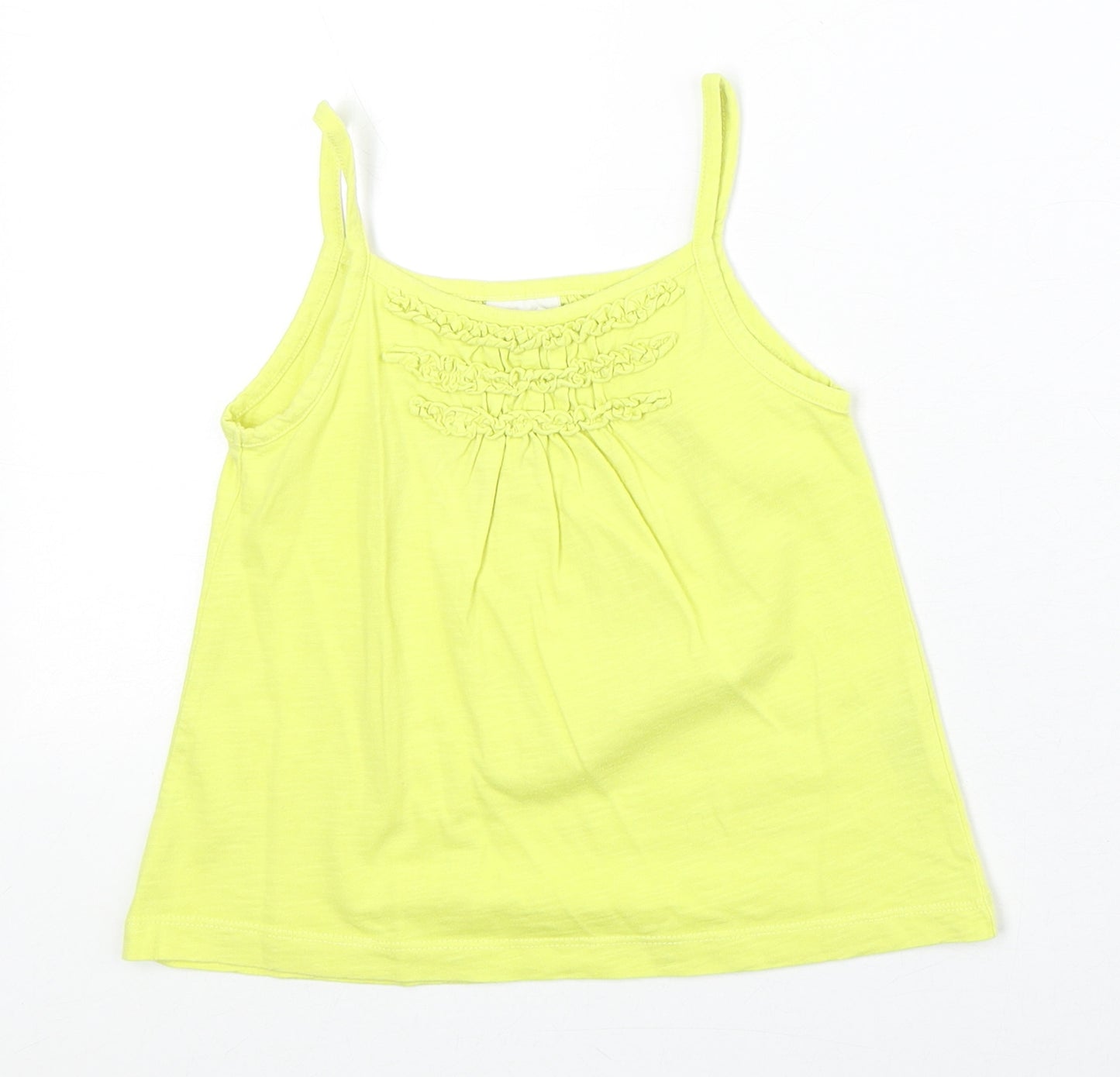 Mini Boden Girls Yellow 100% Cotton Basic Tank Size 5-6 Years Round Neck Pullover