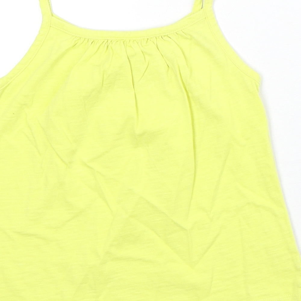 Mini Boden Girls Yellow 100% Cotton Basic Tank Size 5-6 Years Round Neck Pullover
