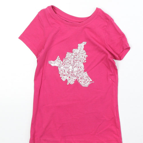 Stella Stanley Girls Pink 100% Cotton Basic T-Shirt Size 7-8 Years Round Neck Pullover