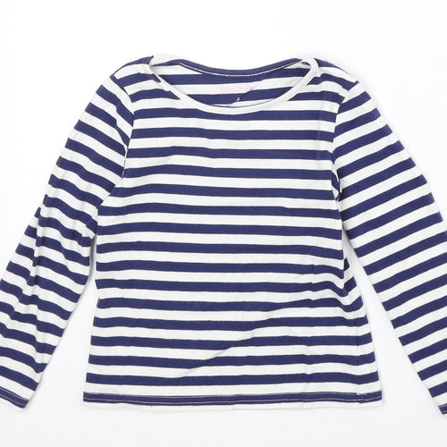 John Lewis Boys Blue Striped Cotton Basic T-Shirt Size 4 Years Round Neck Pullover