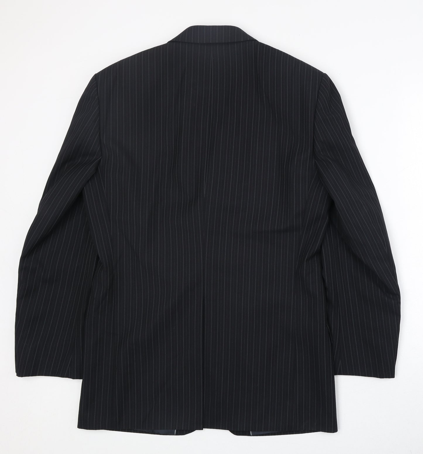 Marks and Spencer Mens Black Striped Polyester Jacket Suit Jacket Size 38 Regular - Pinstripe