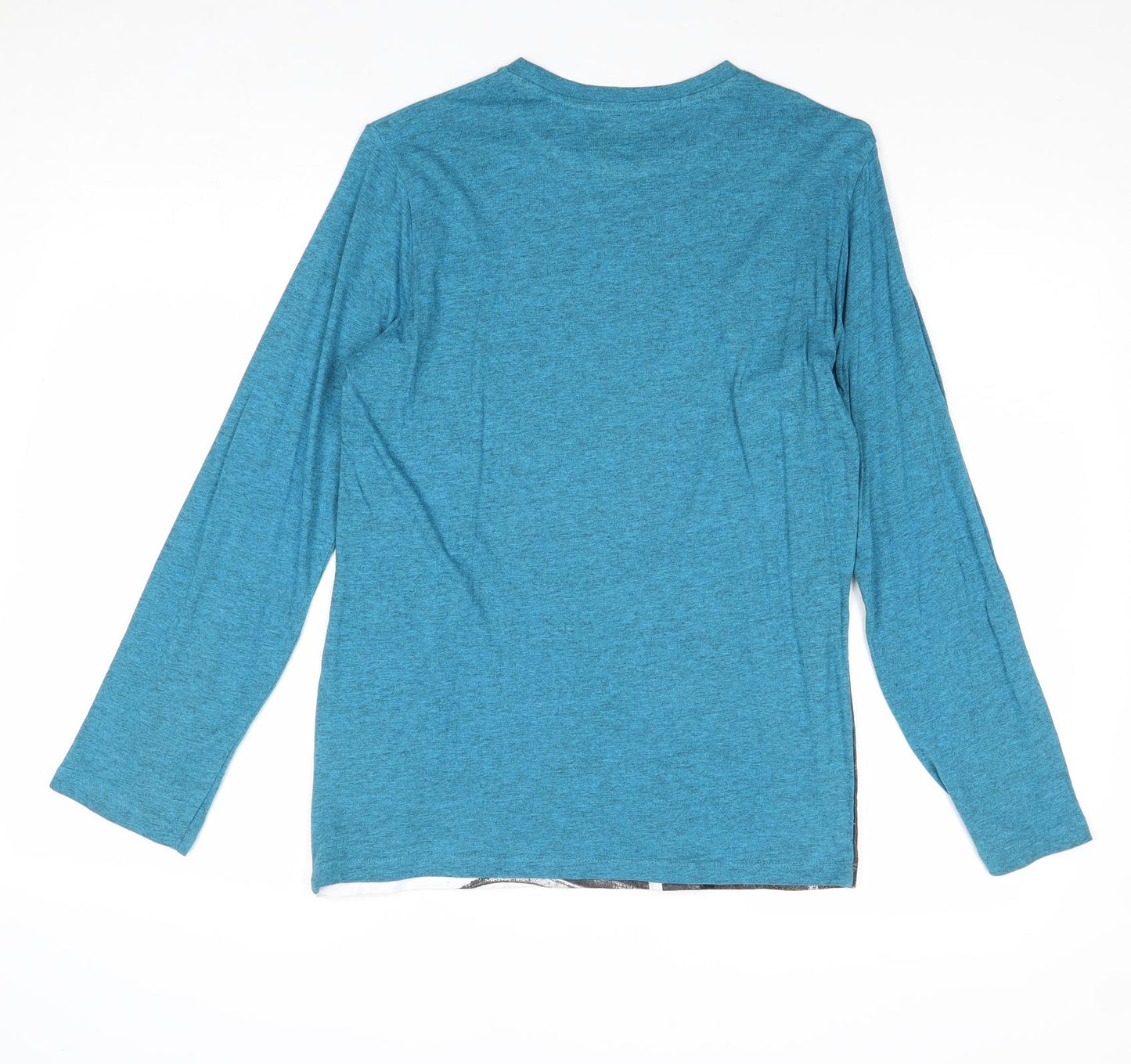 Blue Zoo Boys Blue Cotton Basic T-Shirt Size 13-14 Years Round Neck Pullover - Dinosaur Print