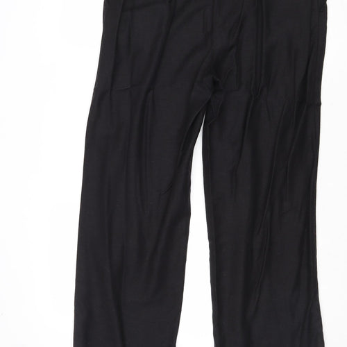 Anthology Womens Black Cotton Trousers Size 32 in Regular Drawstring