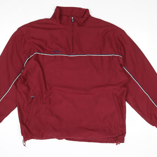 Rival Mens Red Anorak Jacket Size XL Zip - Stripe Detail