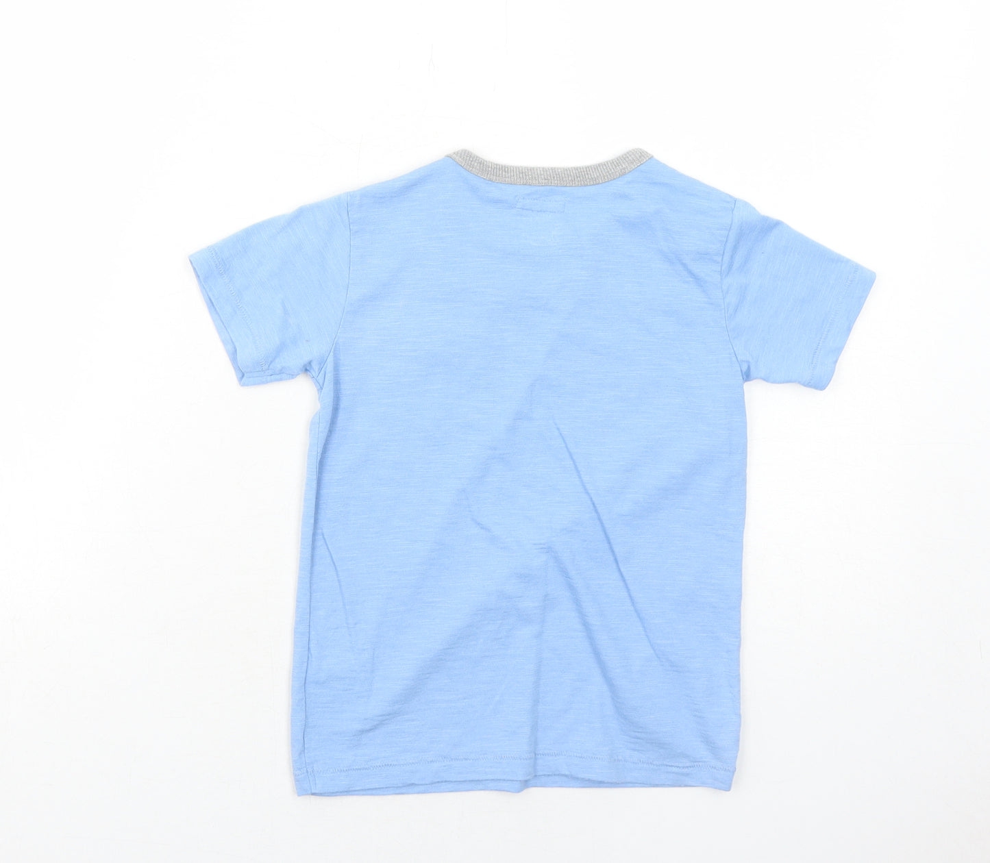 NEXT Boys Blue Viscose Basic T-Shirt Size 4-5 Years Round Neck Pullover