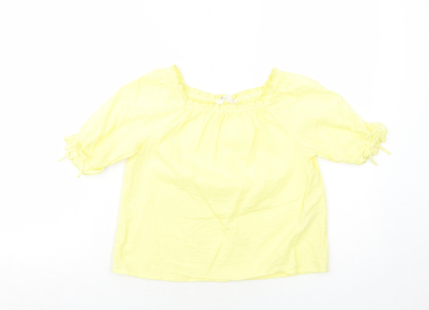 H&M Girls Yellow Cotton Basic Blouse Size 10-11 Years Round Neck Pullover