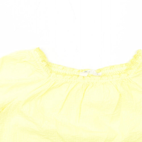 H&M Girls Yellow Cotton Basic Blouse Size 10-11 Years Round Neck Pullover