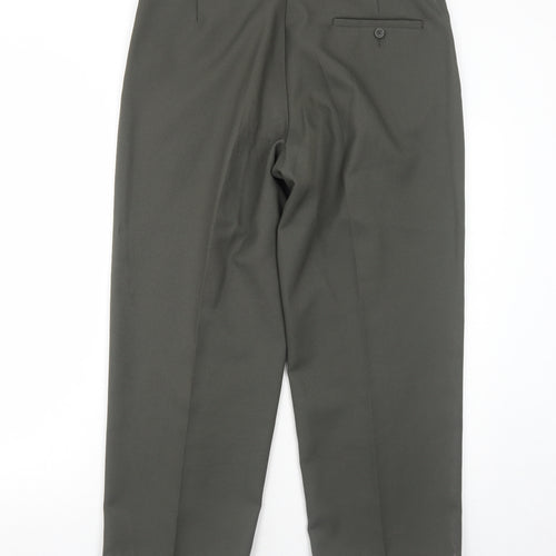 BHS Mens Green Polyester Trousers Size 36 in L29 in Regular Zip
