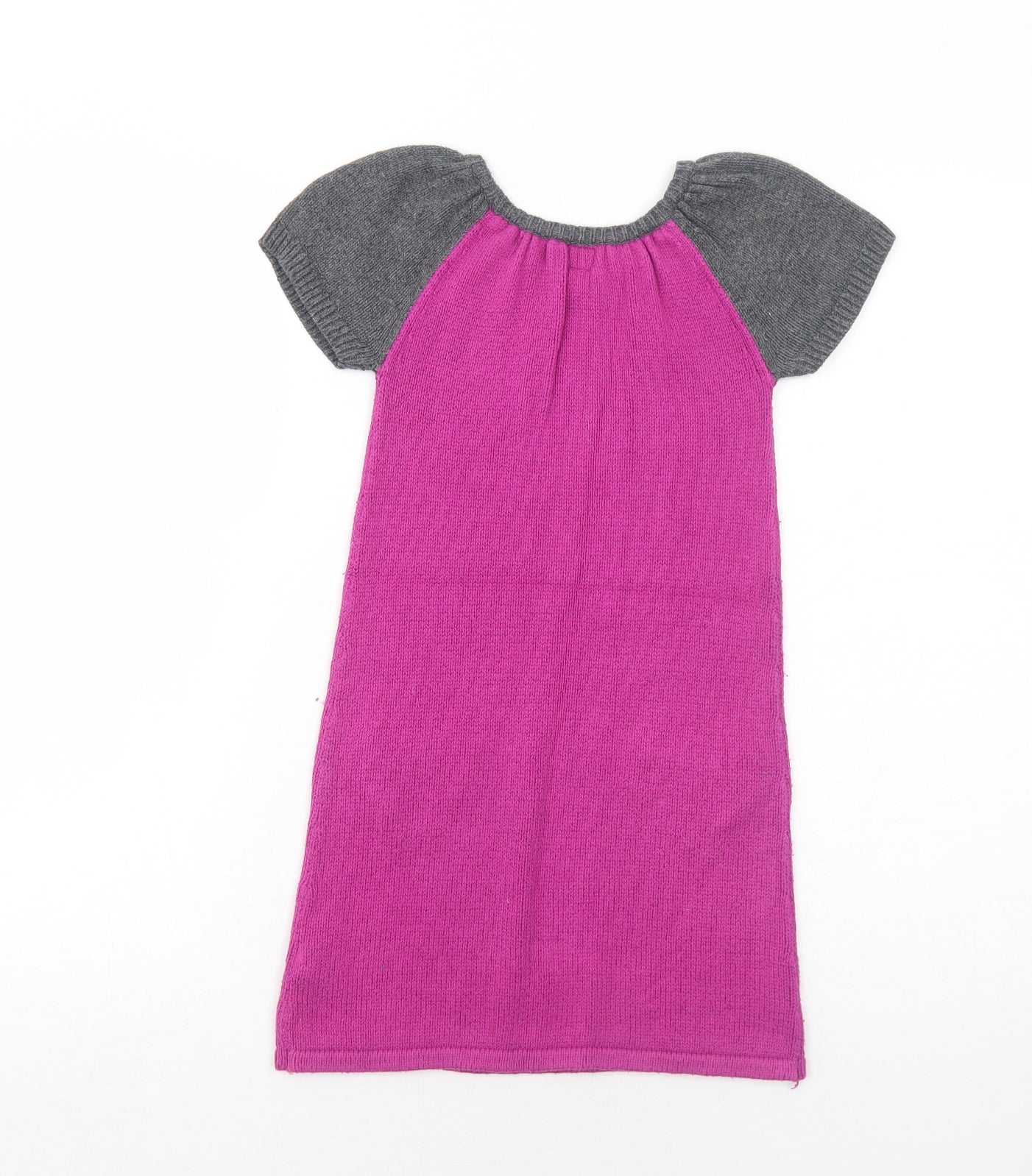 Gap Girls Purple Colourblock Cotton Jumper Dress Size 5 Years Boat Neck Pullover - Knit Pockets