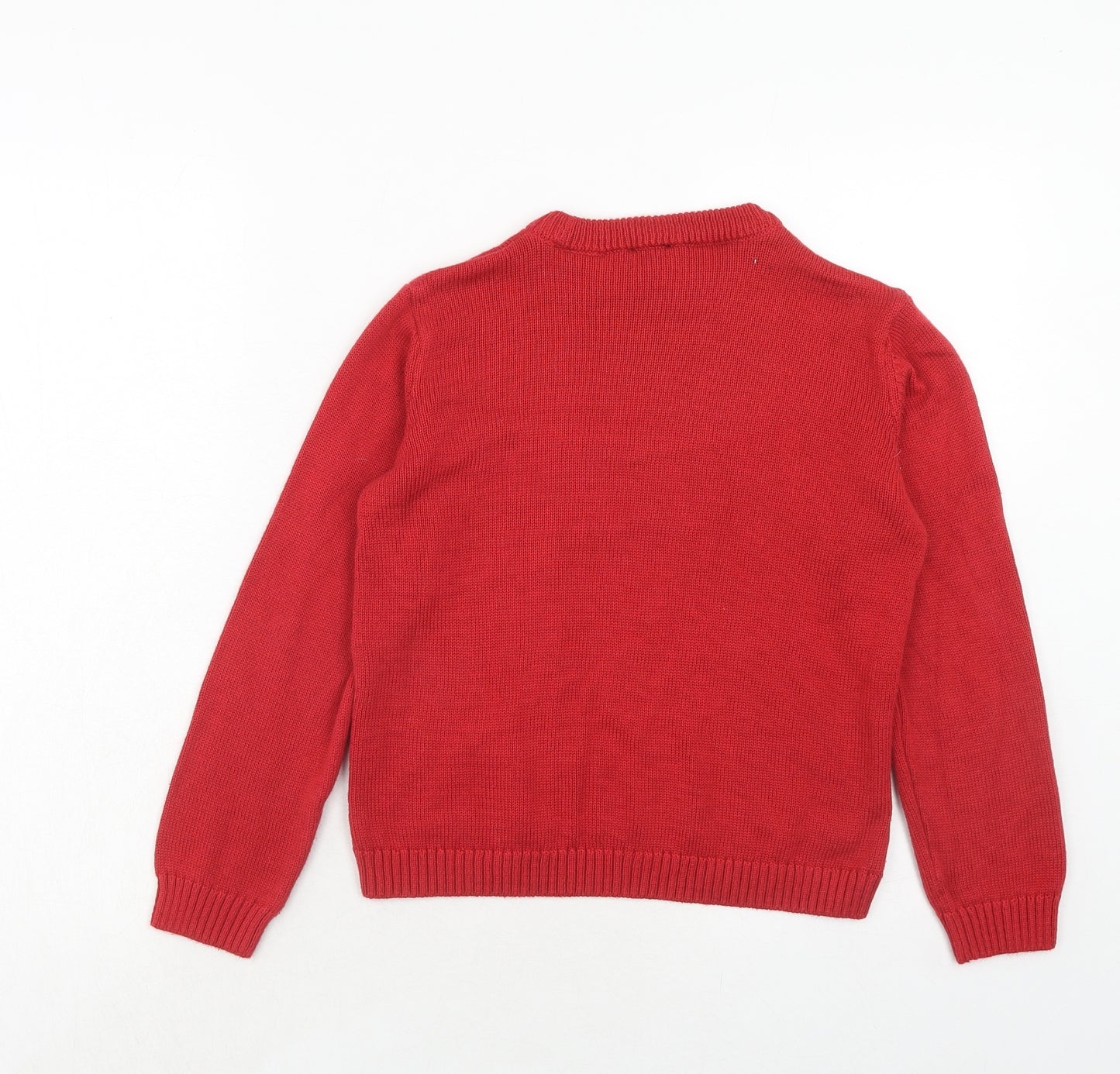 River Island Boys Red Round Neck Acrylic Pullover Jumper Size 9-10 Years Pullover - Xmas Loading