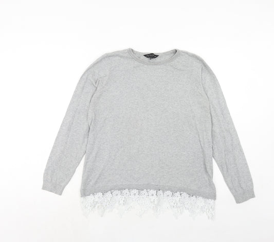 Dorothy Perkins Womens Grey Cotton Pullover Sweatshirt Size 16 Pullover