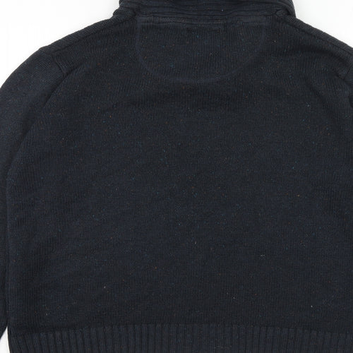 Dunnes Stores Mens Blue Mock Neck Acrylic Pullover Jumper Size L Long Sleeve