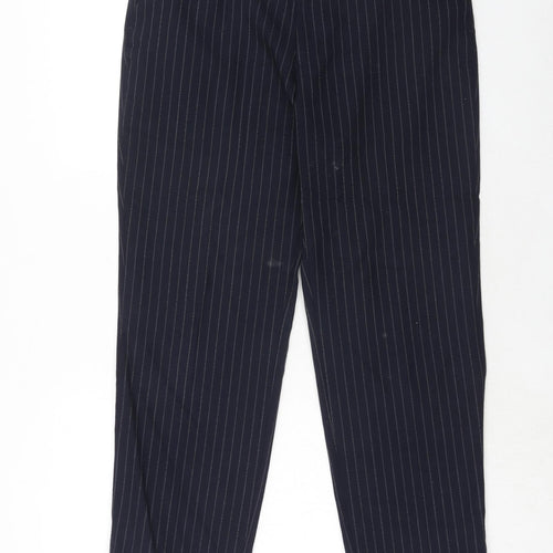 THE LABEL Mens Blue Striped Wool Dress Pants Trousers Size 34 in Regular Hook & Eye