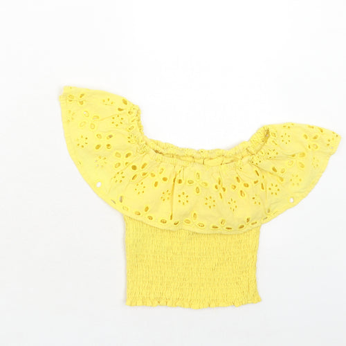 New Look Girls Yellow Cotton Basic Tank Size 11 Years Off the Shoulder Pullover - Broderie Anglaise