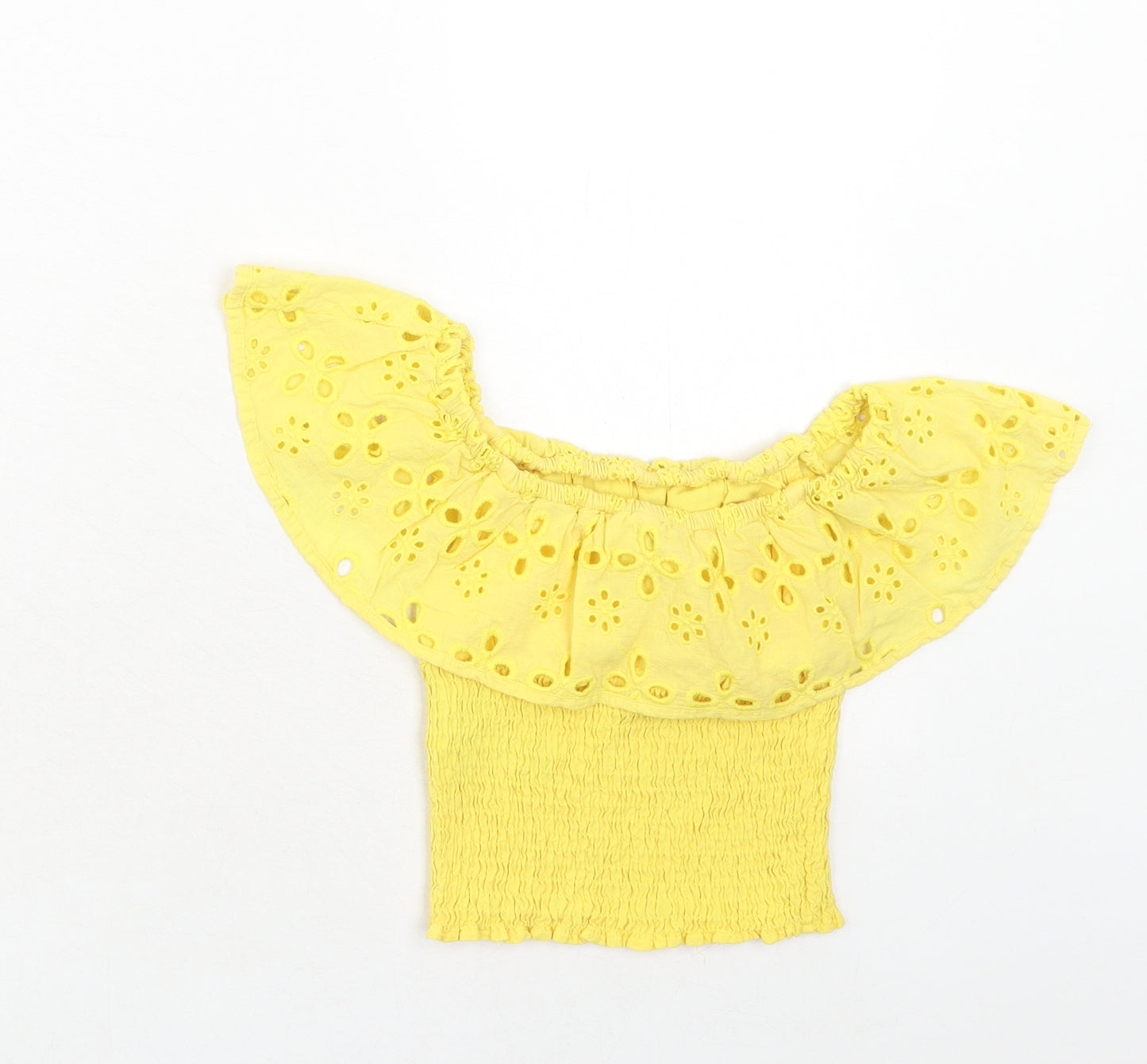 New Look Girls Yellow Cotton Basic Tank Size 11 Years Off the Shoulder Pullover - Broderie Anglaise
