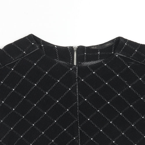Sfera Womens Black Geometric Polyester Basic Blouse Size S Round Neck