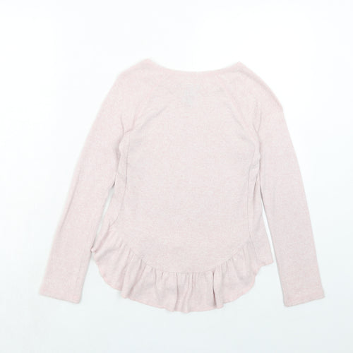 Gap Girls Pink Viscose Basic Blouse Size 8-9 Years Round Neck Pullover
