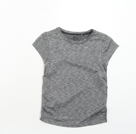 NEXT Girls Grey Geometric Polyester Basic T-Shirt Size 8 Years Round Neck Pullover
