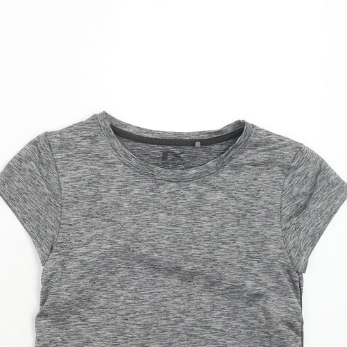 NEXT Girls Grey Geometric Polyester Basic T-Shirt Size 8 Years Round Neck Pullover