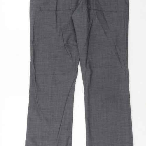 Tech Mens Grey Wool Dress Pants Trousers Size 34 in Regular Hook & Eye