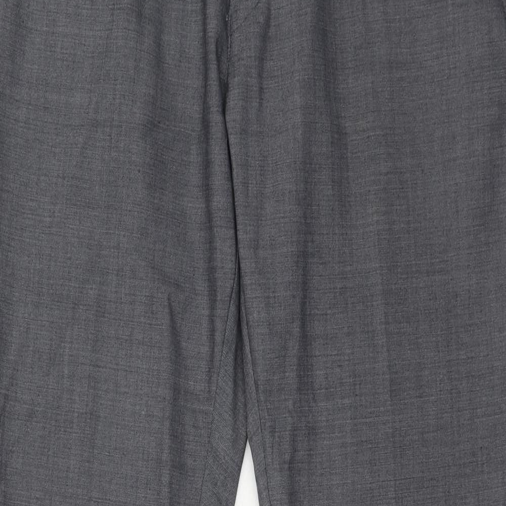 Tech Mens Grey Wool Dress Pants Trousers Size 34 in Regular Hook & Eye
