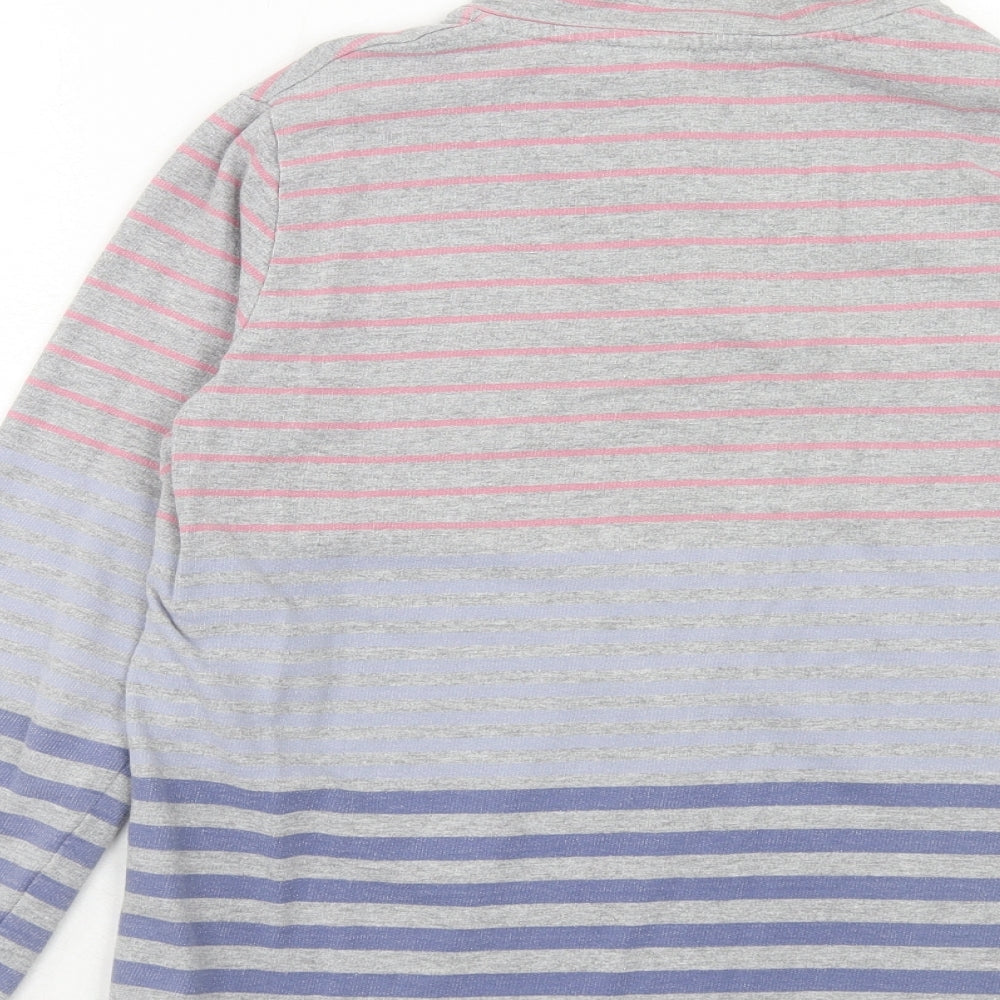 EWM Womens Multicoloured Striped Cotton Pullover Sweatshirt Size S Button