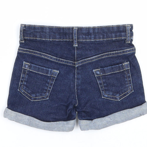 Marks and Spencer Girls Blue Cotton Boyfriend Shorts Size 2-3 Years Regular Snap