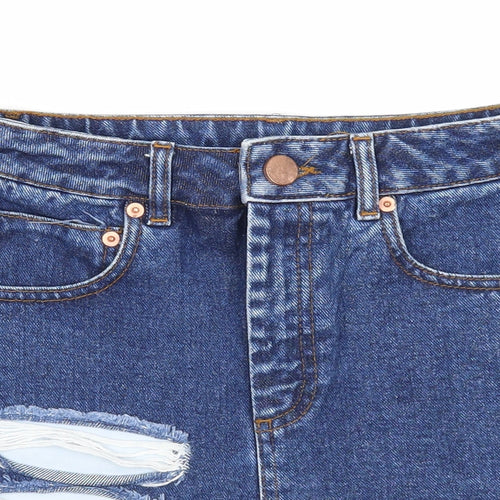 ASOS Womens Blue Cotton Cut-Off Shorts Size 6 Regular Zip