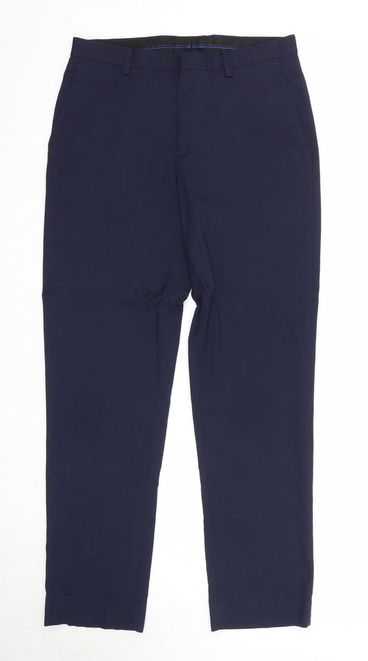 Burton Mens Blue Polyester Chino Trousers Size 28 in Regular Zip