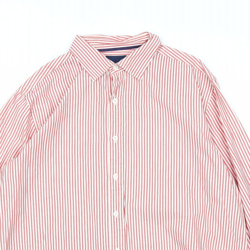 Howick Mens Red Striped Cotton Button-Up Size M Collared Button