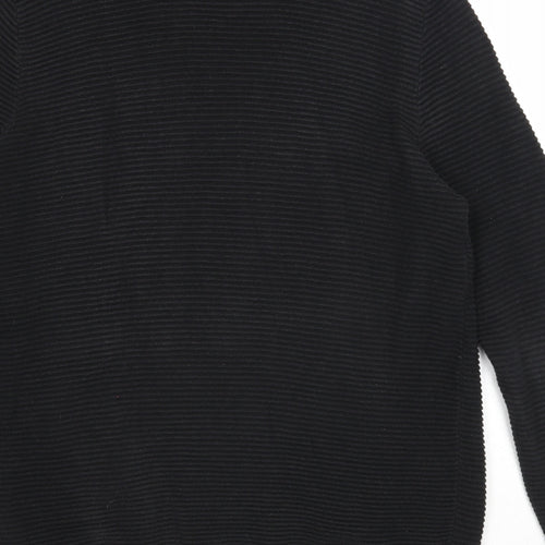 Topman Mens Black Round Neck Cotton Pullover Jumper Size M Long Sleeve