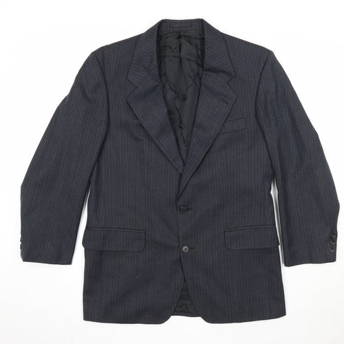 Magee Mens Blue Striped Polyester Jacket Suit Jacket Size 38 Regular