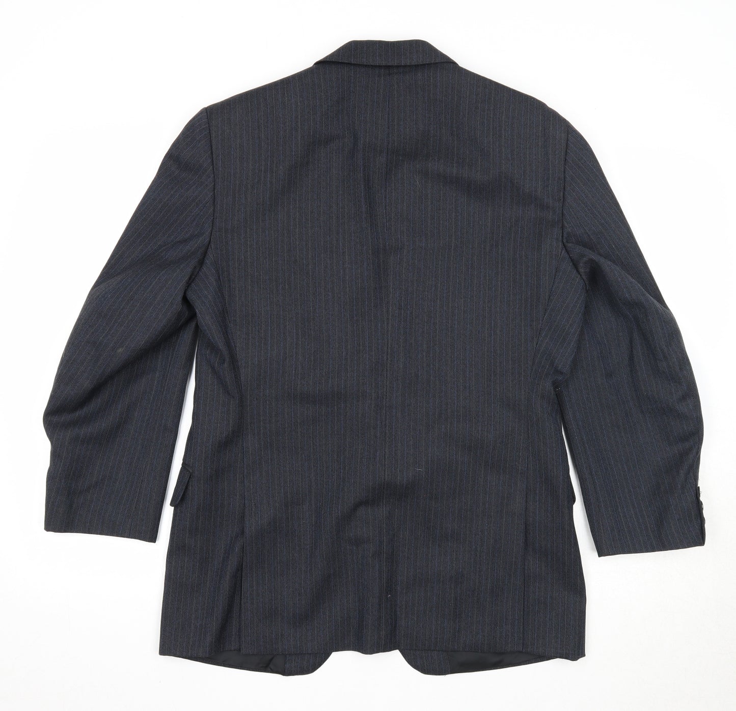 Magee Mens Blue Striped Polyester Jacket Suit Jacket Size 38 Regular