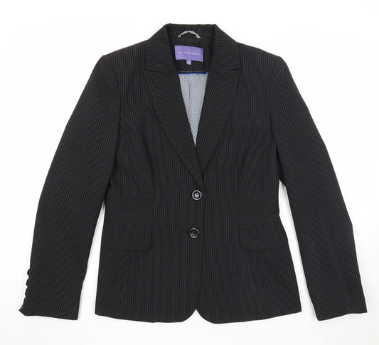 Autonomy Womens Black Striped Polyester Jacket Suit Jacket Size 14