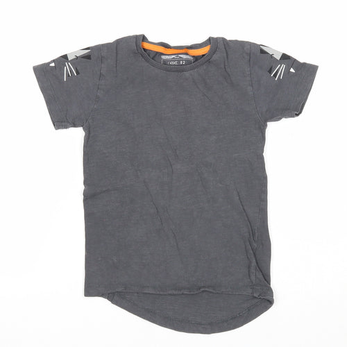 NEXT Boys Grey Cotton Basic T-Shirt Size 2-3 Years Round Neck Pullover - Cat Print