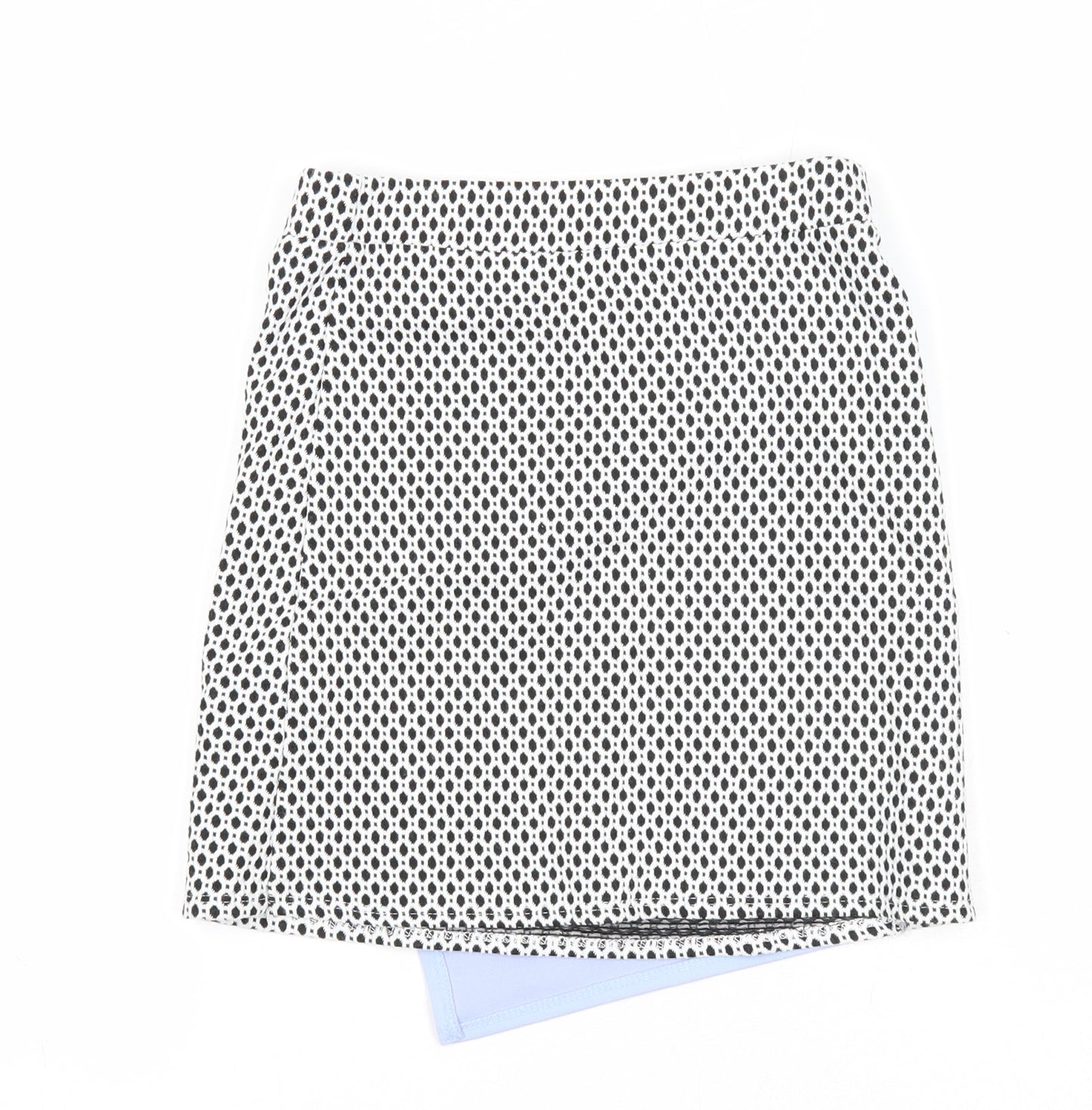River Island Girls Black Geometric Cotton A-Line Skirt Size 9-10 Years Regular Pull On