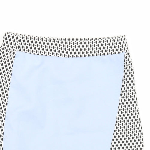 River Island Girls Black Geometric Cotton A-Line Skirt Size 9-10 Years Regular Pull On