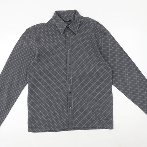 St Bernard Mens Grey Argyle/Diamond Polyester Button-Up Size S Collared Button