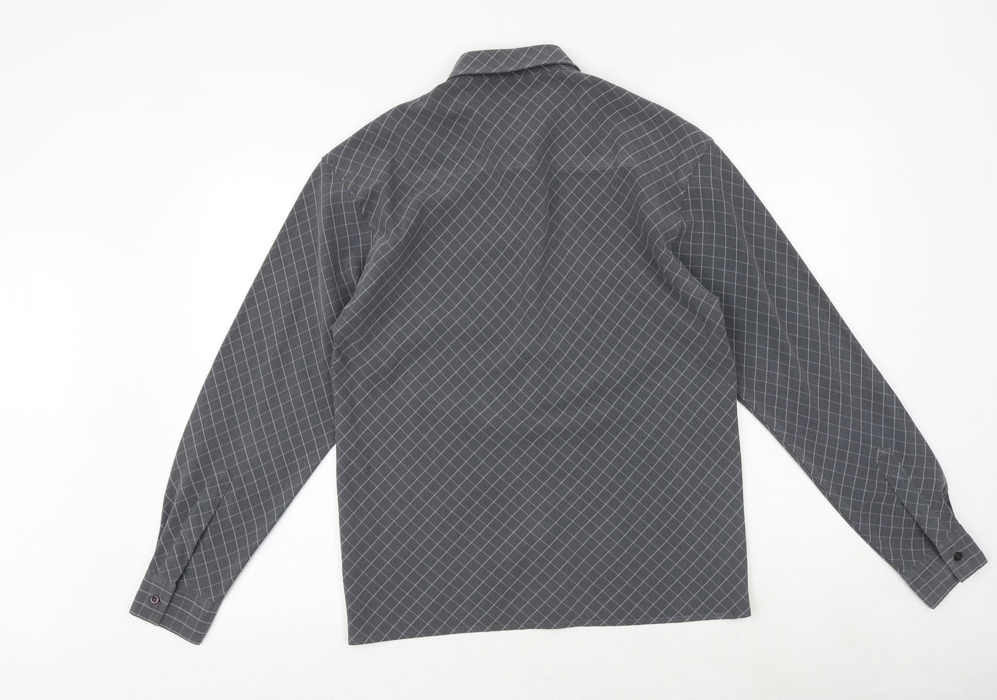 St Bernard Mens Grey Argyle/Diamond Polyester Button-Up Size S Collared Button